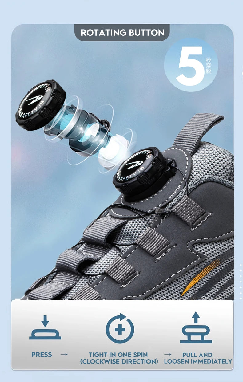 Men’s Rotating Button Safety Shoes – Anti-Smash & Anti-Puncture